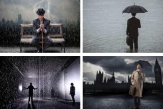 【心理テスト】一番気持ちよく雨に打たれている男性はどれ？あなたが無意識に力を入れていることは？