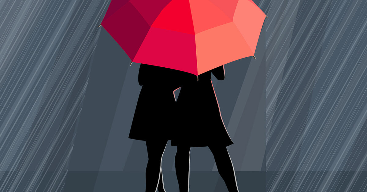 【心理テスト】幸福を逃す理由を診断！傘の中の２人の関係は？の画像